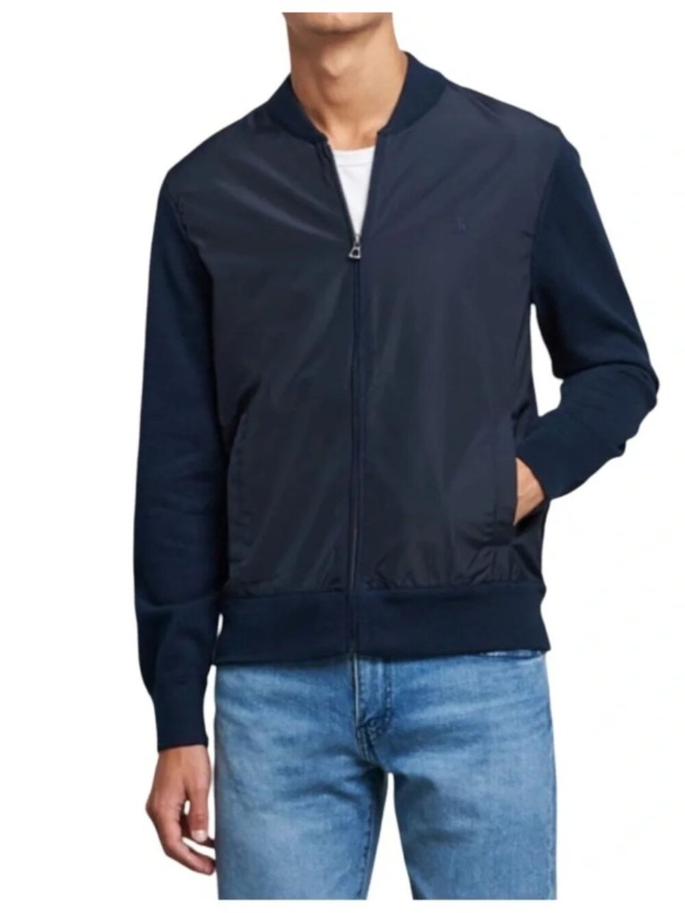 Polo Ralph Lauren Men's Navy Hybrid Knit Bomber Jacket Small